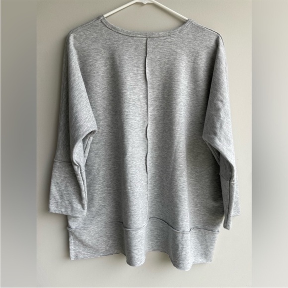 SPANX Perfect Length Dolman Tunic Oversized Sweatshirt Raw Hem Heather Grey- XS - Picture 11 of 13